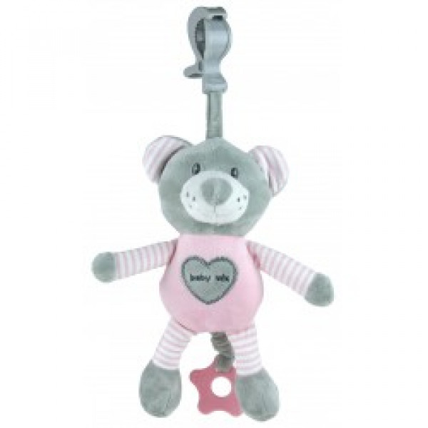 Baby Mix felhúzhatós zenélő maci rózsaszín Zenélős játékok