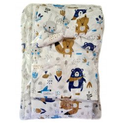 4 részes baba ágynemű garnitúra-erdő mintás 4 részes