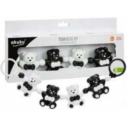 Babakocsi csörgő fekete fehér műanyag Műanyag Baba csörgők AKUKU