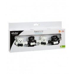 Babakocsi csörgő fekete fehér műanyag Műanyag